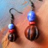 boucles oreilles fantaisie fait main Omali bleu vaciouk bijoux