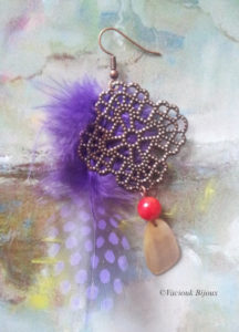 earrings soleil levant purple feather