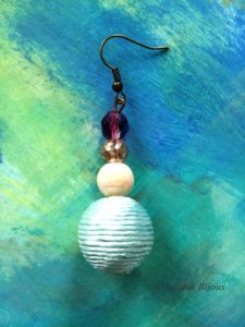 boucles d'oreilles pompon turquoise vaciouk bijoux