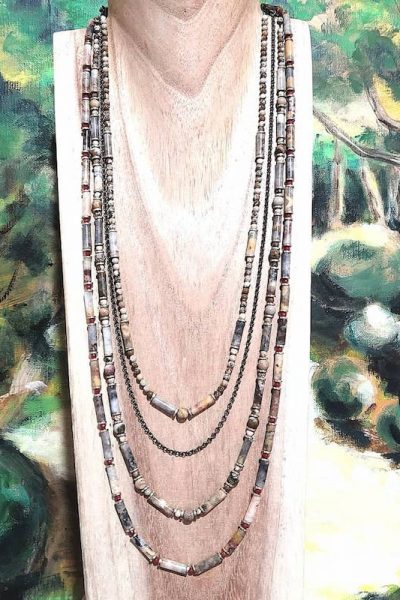 Collier Forest trois rangs et bambou Vaciouk Bijoux